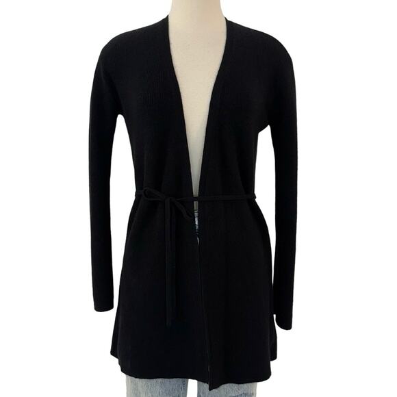 Theory Sweaters - Theory Cashmere Tie Front Cardigan Feather Soft Black Tunic Sweater Size M